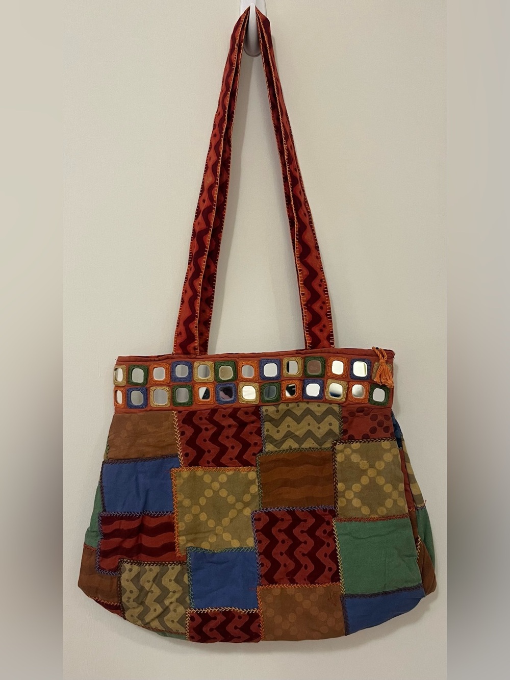 Handmade Patchwork Mirror Work Tote Bag